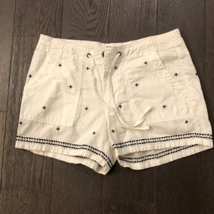 White linen shorts